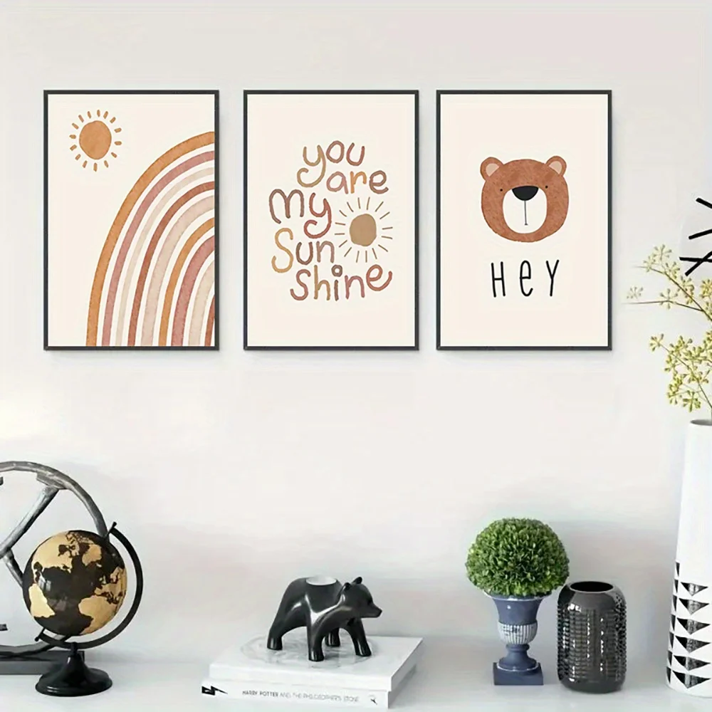 Baby Nursery Frames - (Set van 3 canvaskunstwerken, zonder lijst),