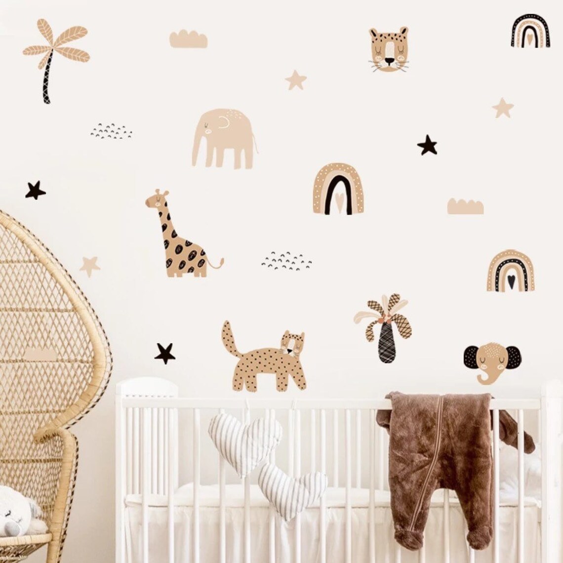 Baby Nursery Decor Girl - Boho Cartoon Regenbogen Ster Schattige Dieren
