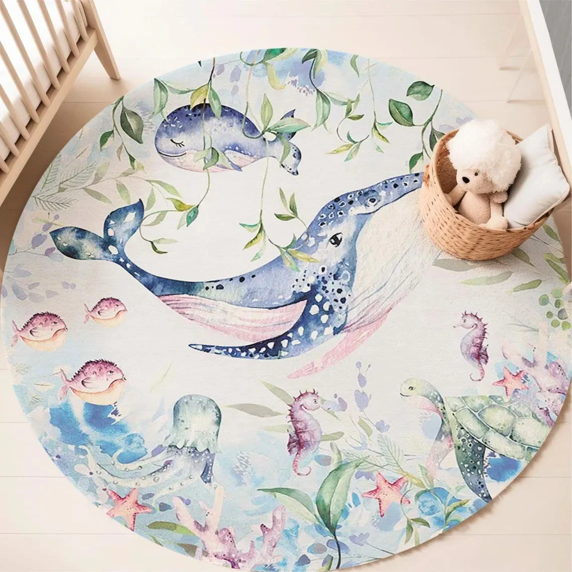 Blauw mariene dieren rond tapi - Baby Nursery Decor Girl recensie en prijs