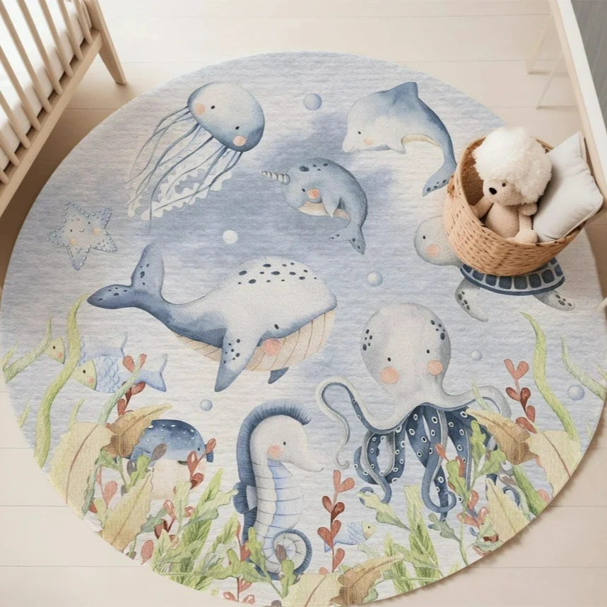 Blauw mariene dieren rond tapi - Baby Nursery Decor Girl recensie en prijs